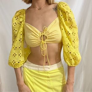 For love and lemons picnic crop top - sunshine